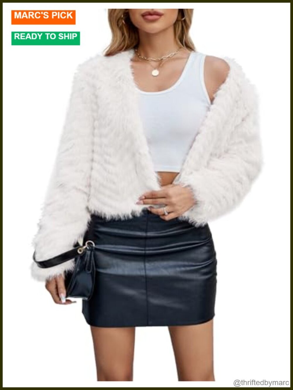 Faux Fur Cropped Coat Fuzzy Winter Jacket Fluffy Warm Outwear